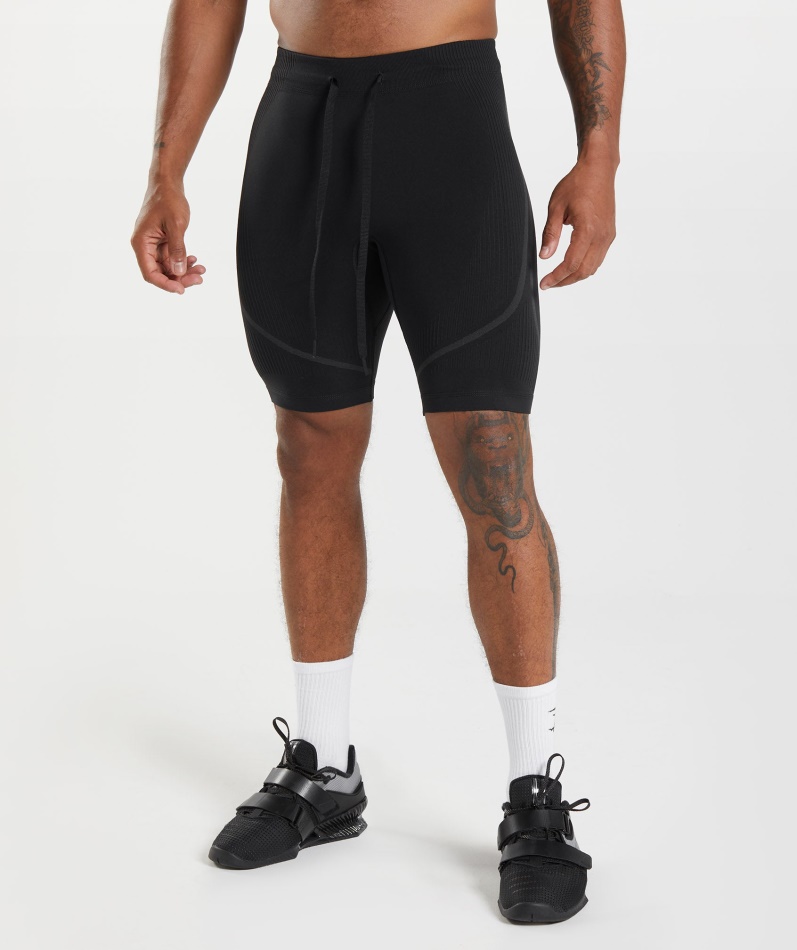 Gymshark 315 Sømløs 1/2 Shorts Svart-kullgrå