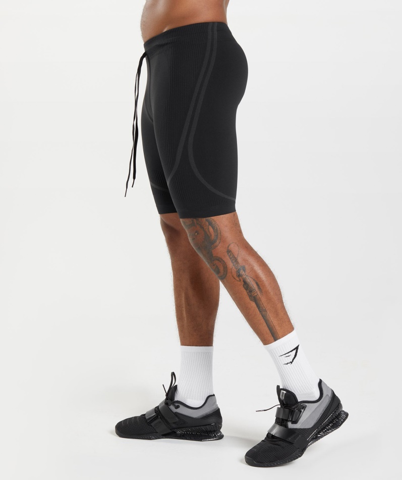 Gymshark 315 Sømløs 1/2 Shorts Svart-kullgrå