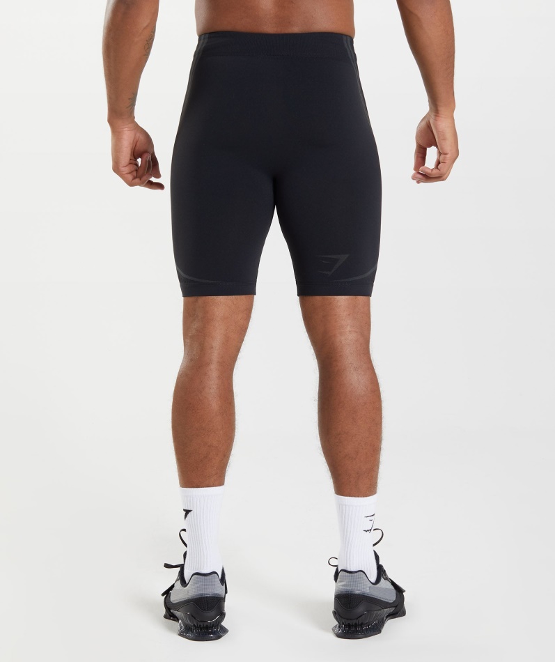 Gymshark 315 Sømløs 1/2 Shorts Svart-kullgrå