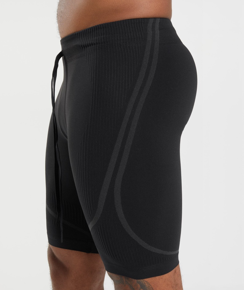 Gymshark 315 Sømløs 1/2 Shorts Svart-kullgrå