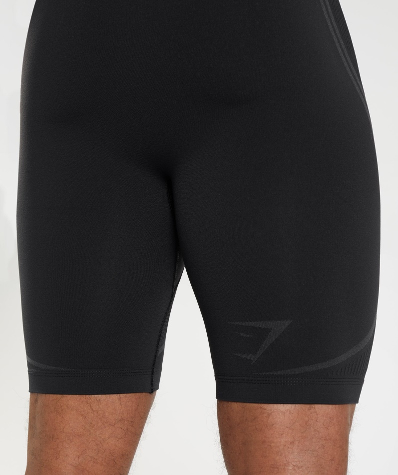 Gymshark 315 Sømløs 1/2 Shorts Svart-kullgrå