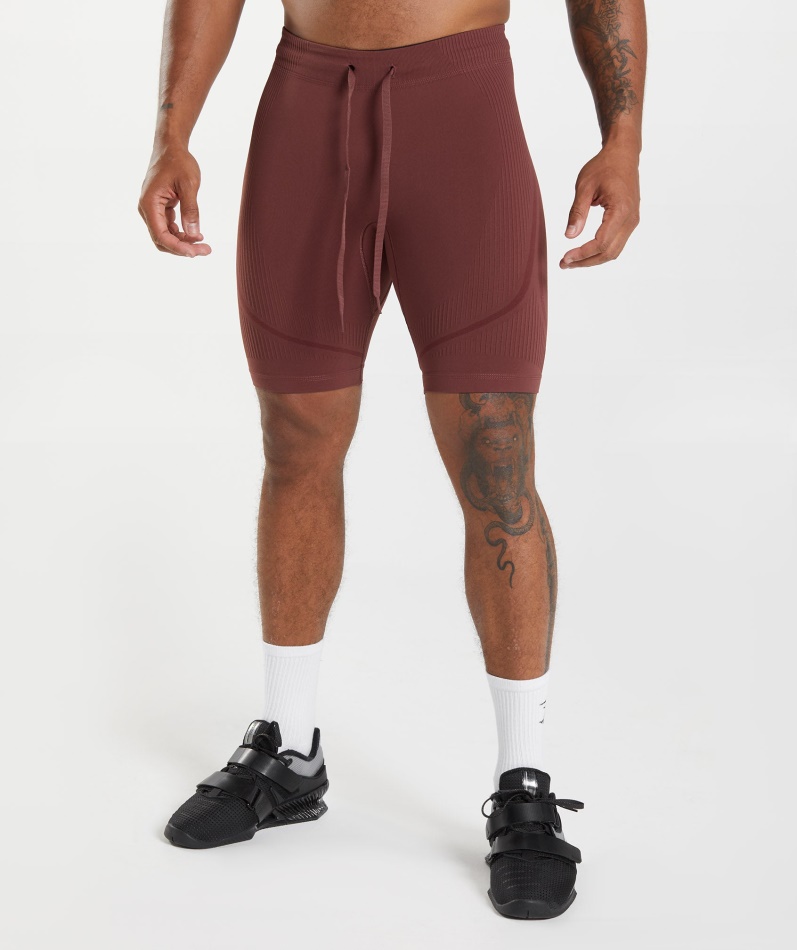 Gymshark 315 Sømløs 1/2 Shorts Kirsebærbrun-atletisk Rødbrun