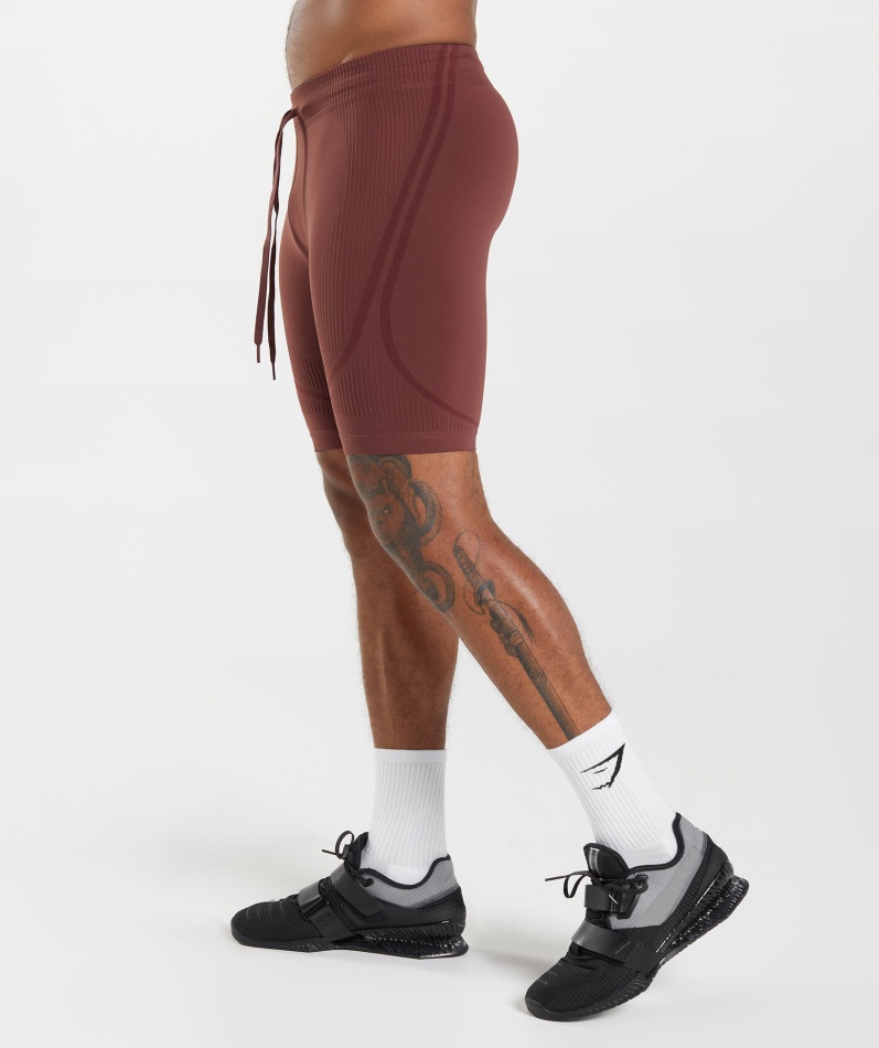 Gymshark 315 Sømløs 1/2 Shorts Kirsebærbrun-atletisk Rødbrun