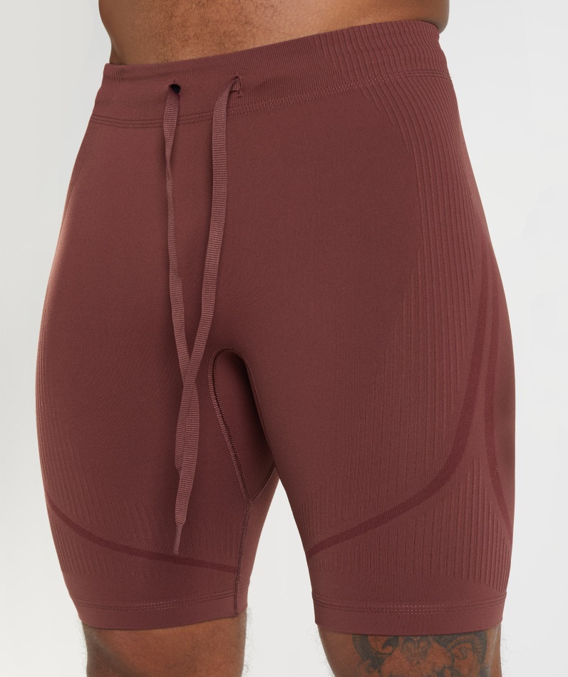 Gymshark 315 Sømløs 1/2 Shorts Kirsebærbrun-atletisk Rødbrun