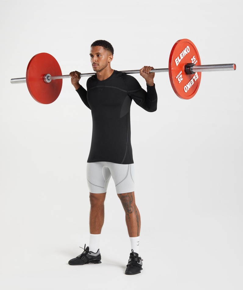 Gymshark 315 Sømløs 1/2 Shorts Lys Grå-kullgrå