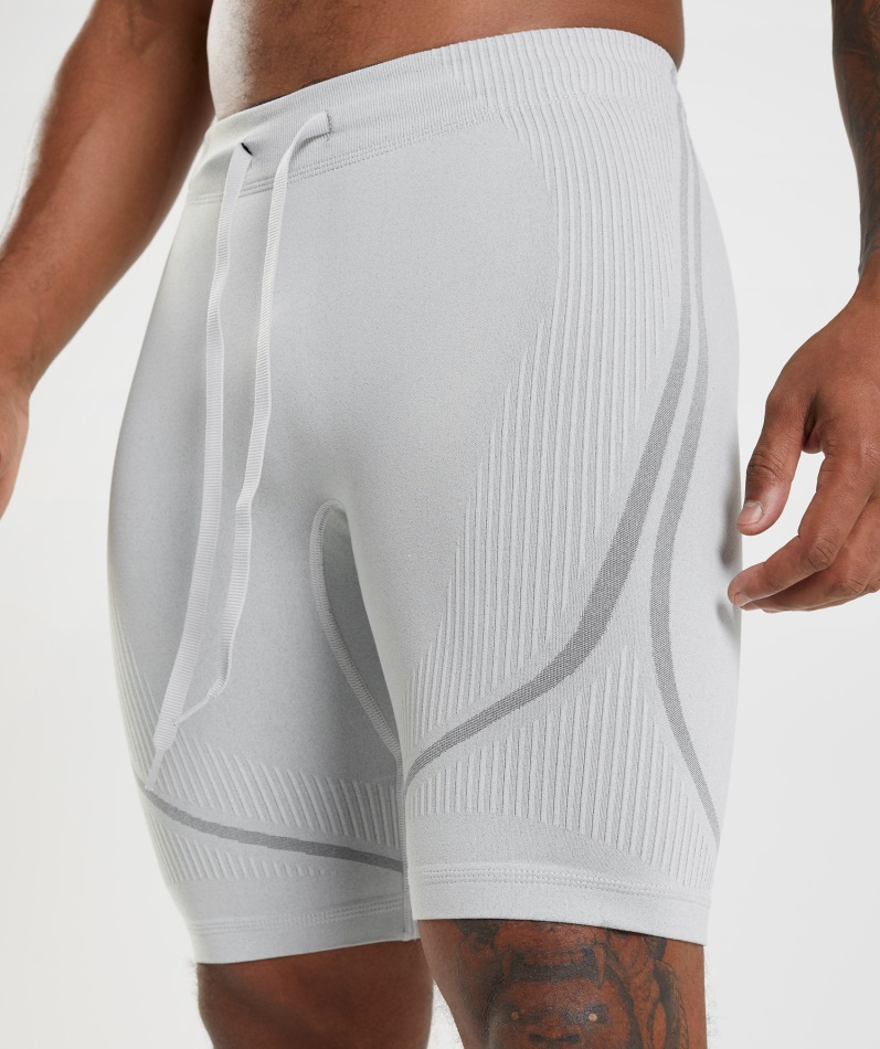 Gymshark 315 Sømløs 1/2 Shorts Lys Grå-kullgrå