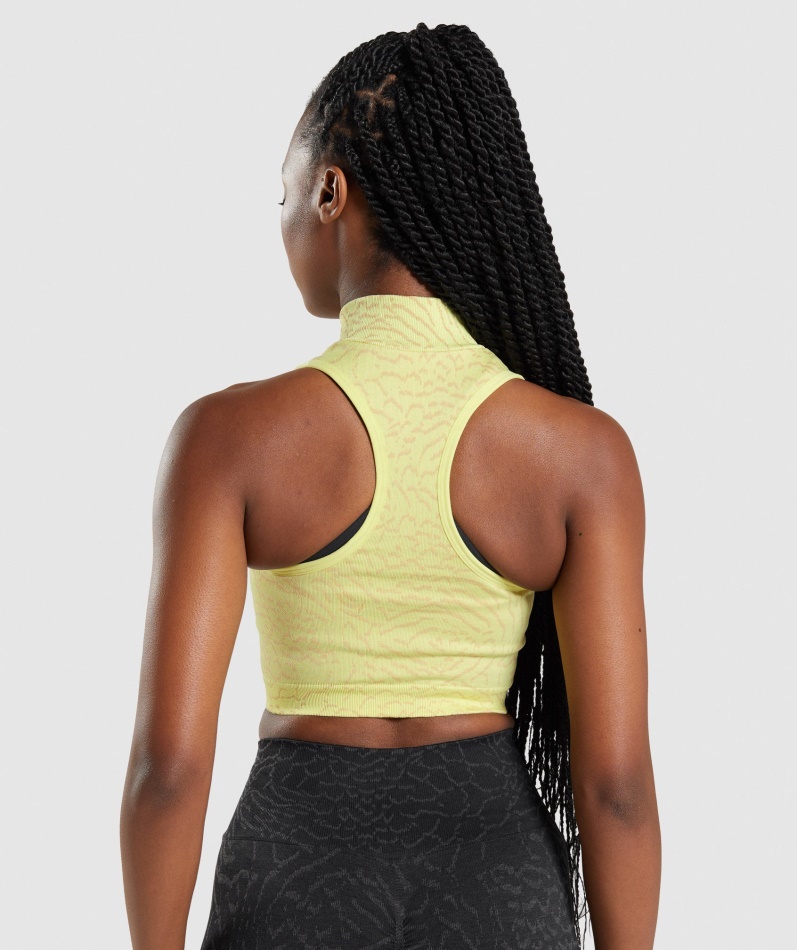 Gymshark Tilpasse Dyr Sømløs Avling 1/2 Zip Hybrid-ildflue Gul