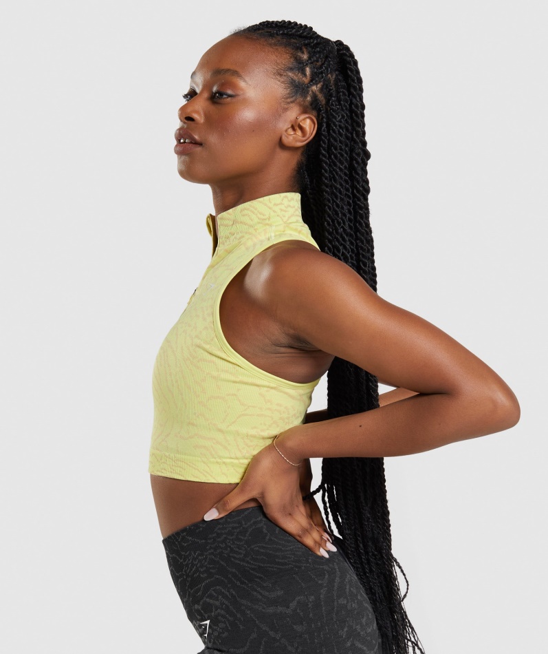 Gymshark Tilpasse Dyr Sømløs Avling 1/2 Zip Hybrid-ildflue Gul