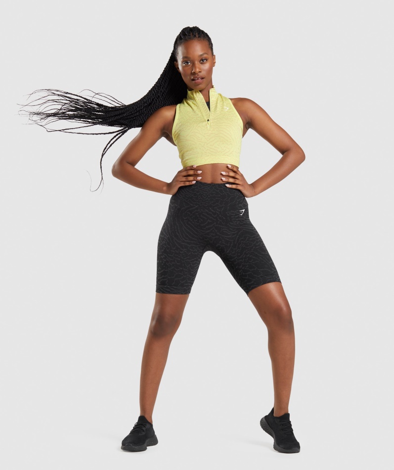 Gymshark Tilpasse Dyr Sømløs Avling 1/2 Zip Hybrid-ildflue Gul