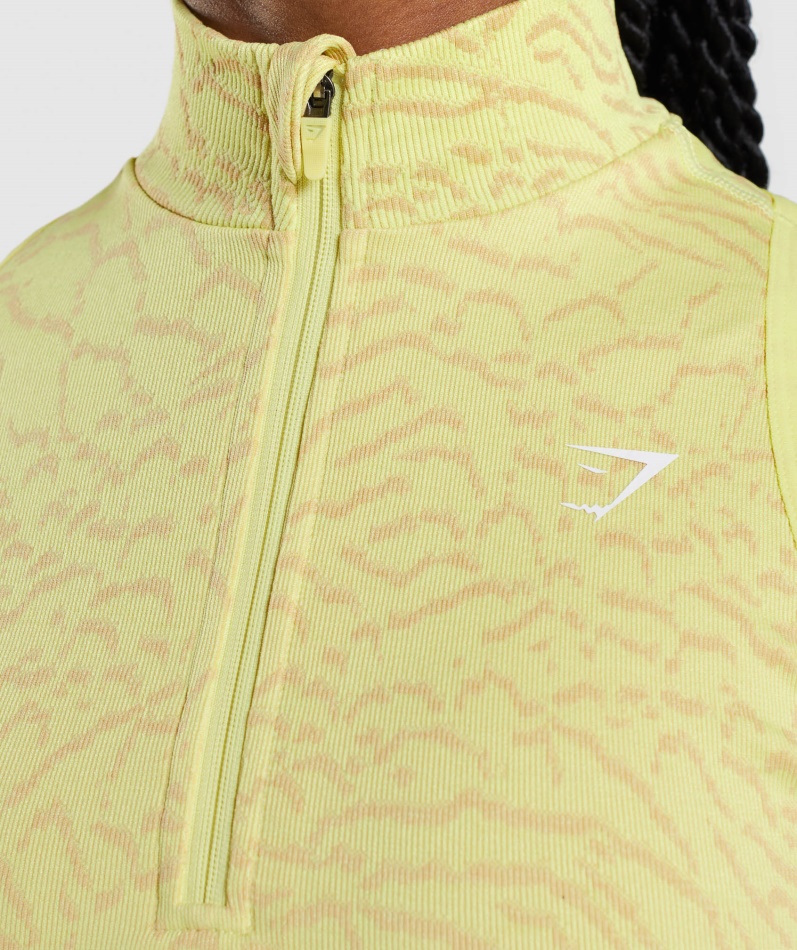 Gymshark Tilpasse Dyr Sømløs Avling 1/2 Zip Hybrid-ildflue Gul