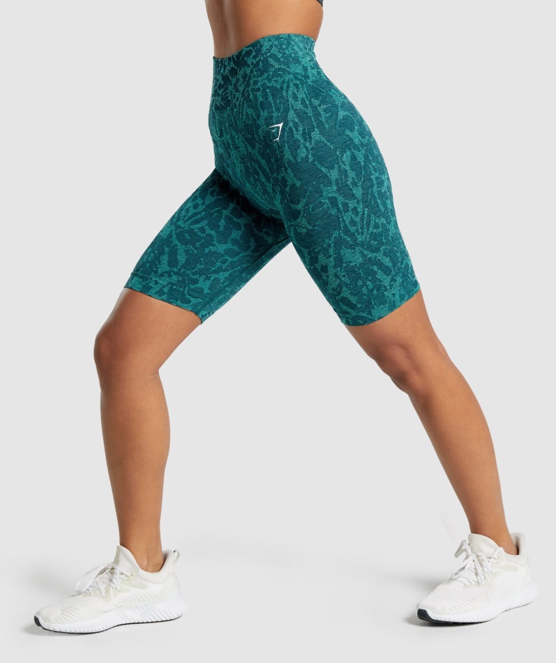 Gymshark Adapt Animal Sømløs Sykkelshorts Butterfly-teal