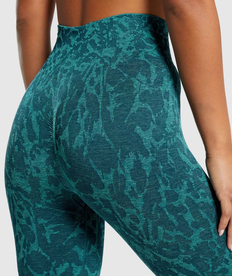 Gymshark Adapt Animal Sømløs Sykkelshorts Butterfly-teal