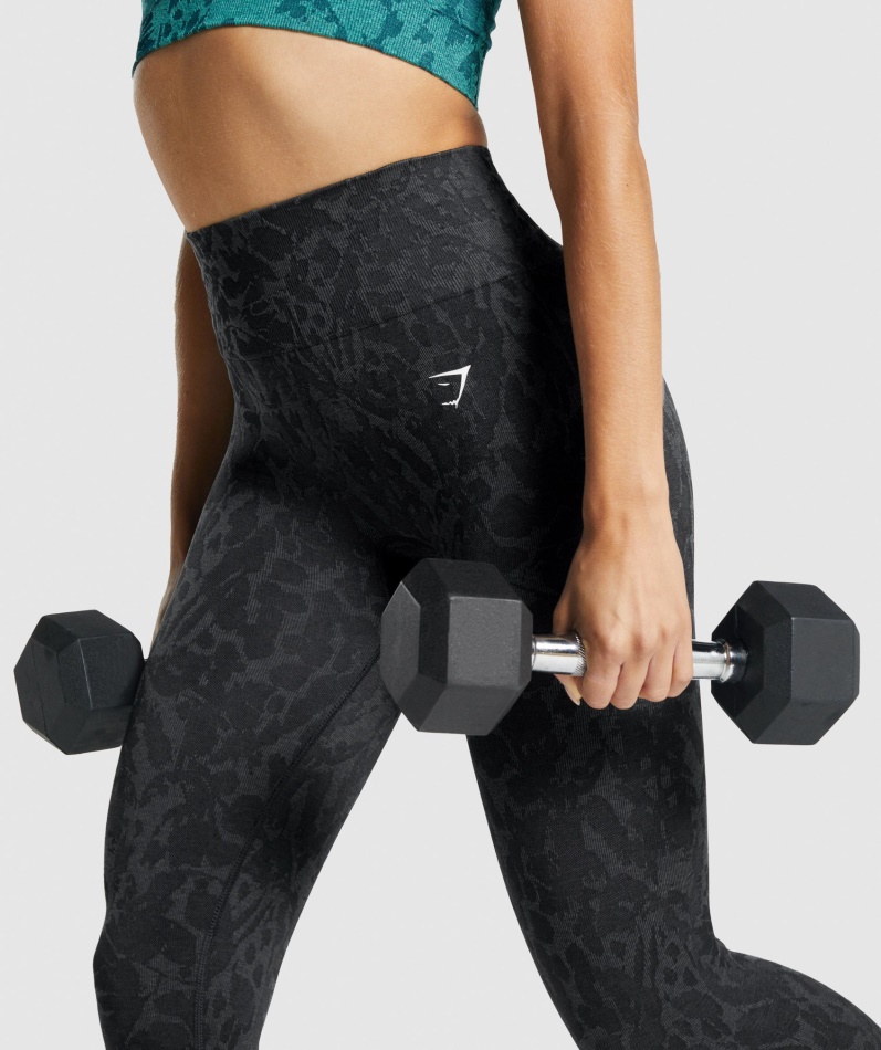 Gymshark Adapt Animal Sømløse Leggings Sommerfuglsvart