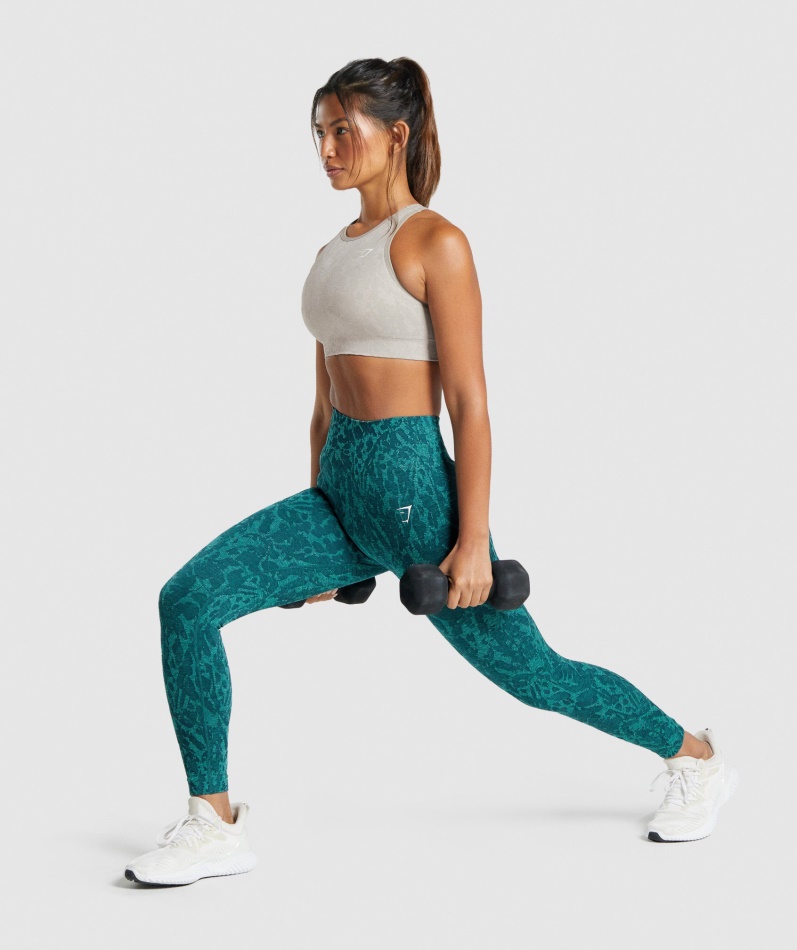 Gymshark Adapt Animal Sømløse Leggings Butterfly-teal