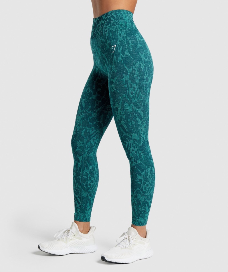 Gymshark Adapt Animal Sømløse Leggings Butterfly-teal