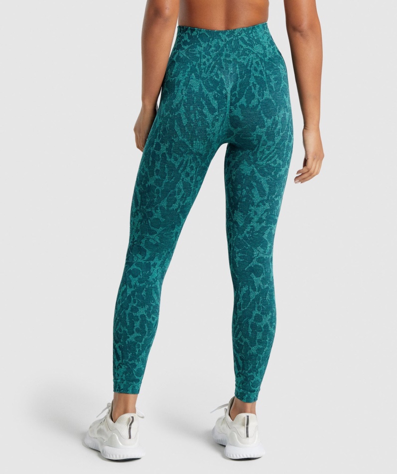 Gymshark Adapt Animal Sømløse Leggings Butterfly-teal