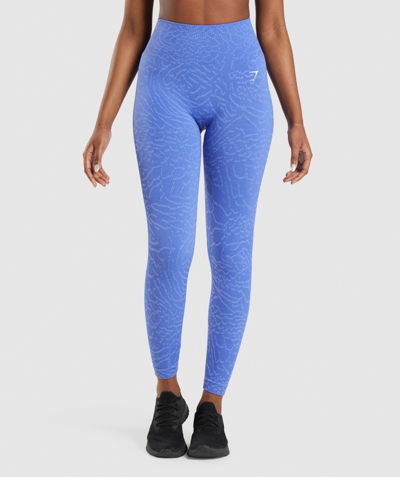 Gymshark Adapt Animal Sømløse Leggings Hybrid-court Blå