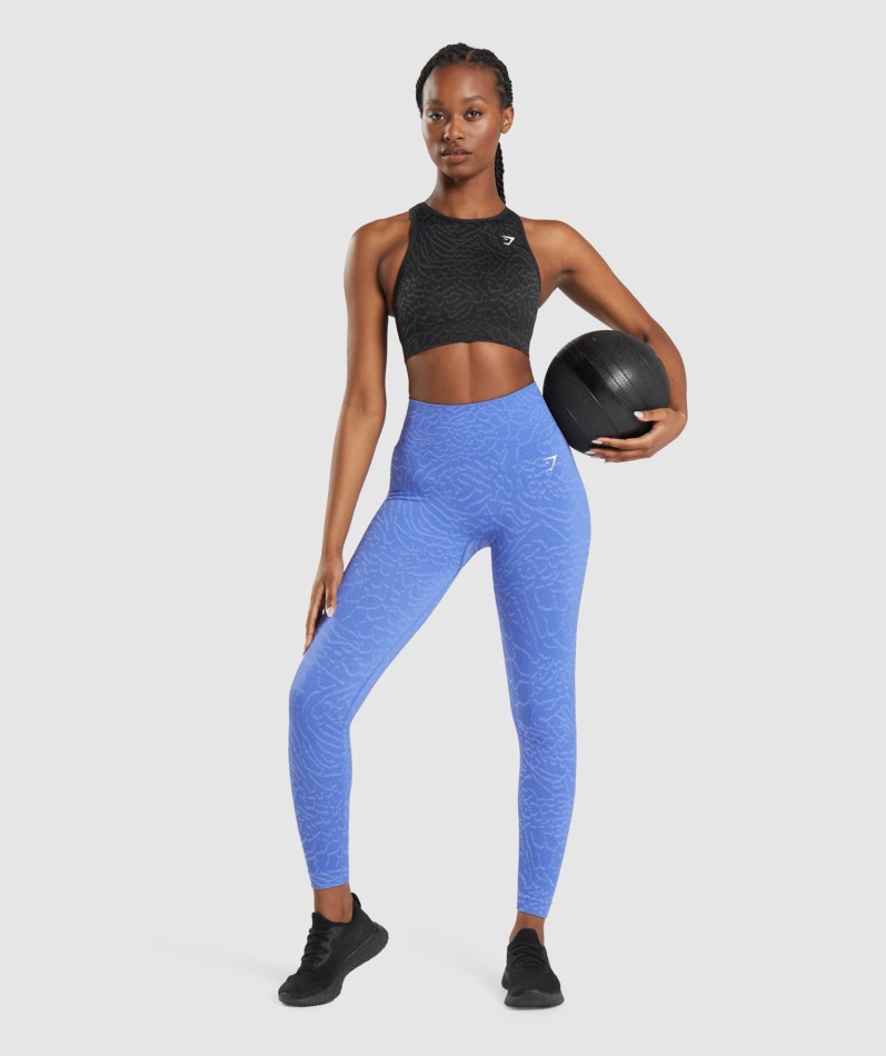 Gymshark Adapt Animal Sømløse Leggings Hybrid-court Blå
