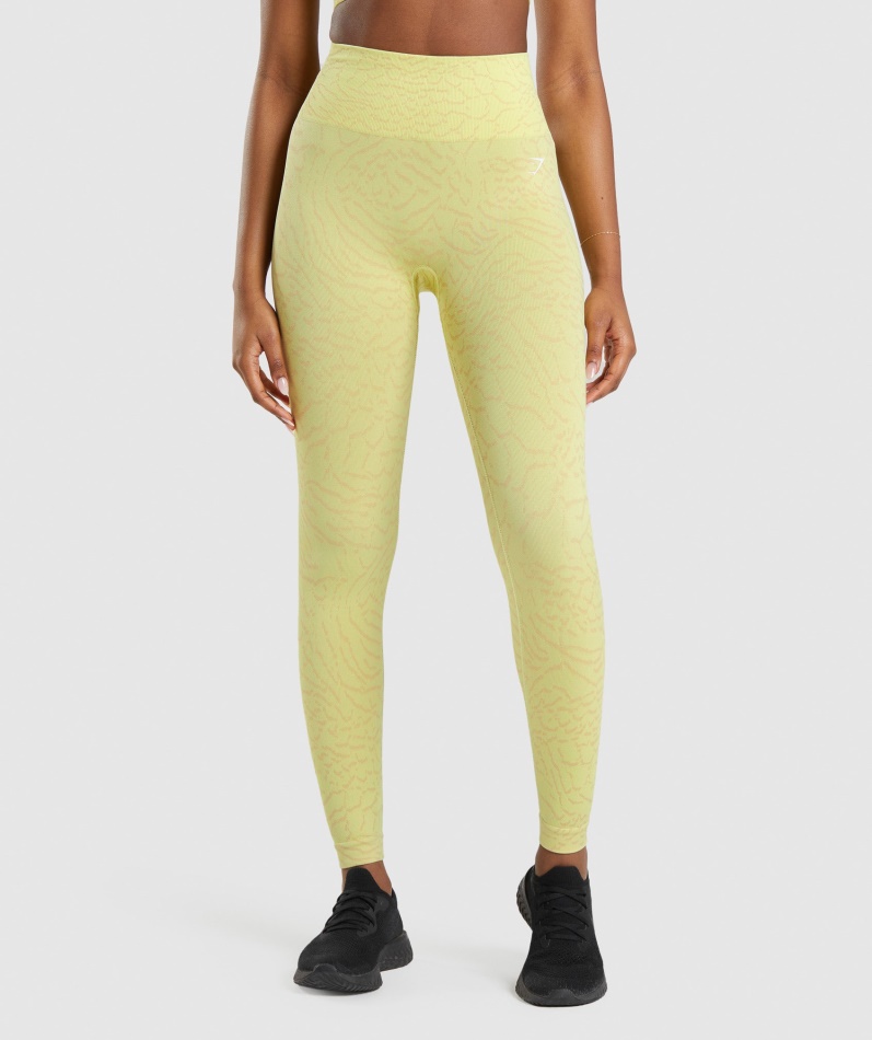 Gymshark Adapt Animal Sømløse Leggings Hybrid-ildflue Gul