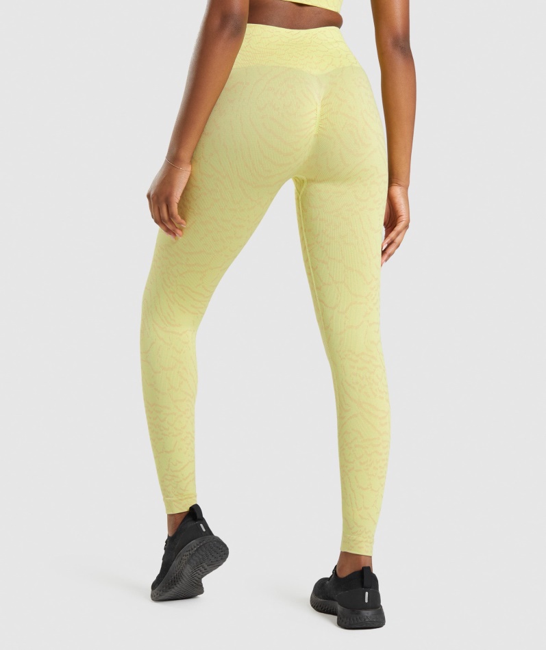 Gymshark Adapt Animal Sømløse Leggings Hybrid-ildflue Gul
