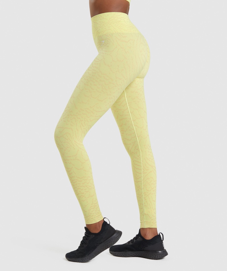 Gymshark Adapt Animal Sømløse Leggings Hybrid-ildflue Gul