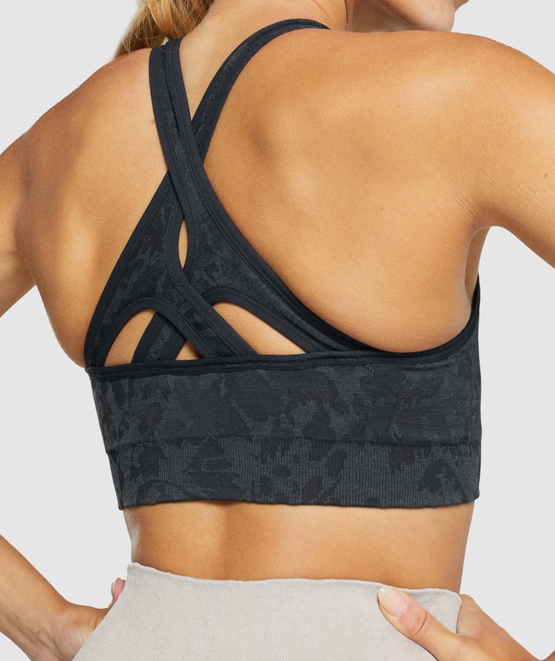Gymshark Adapt Animal Sømløs Sports-bh Sommerfuglsvart