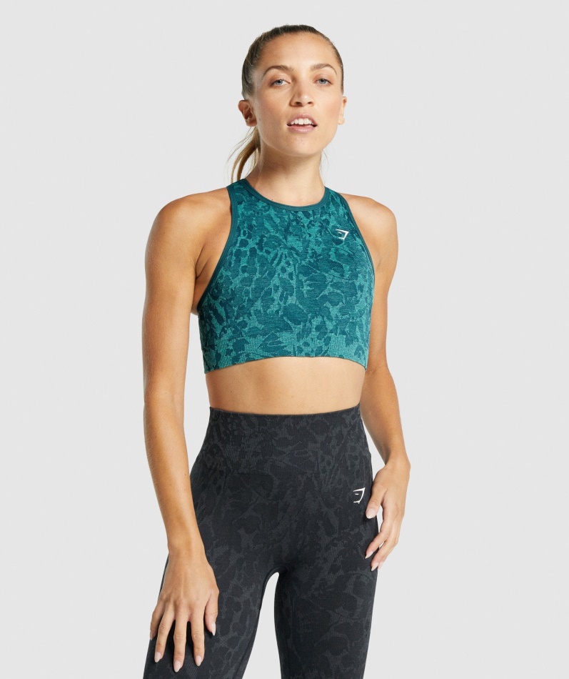 Gymshark Adapt Animal Sømløs Sports-bh Sommerfugl-blågrønn
