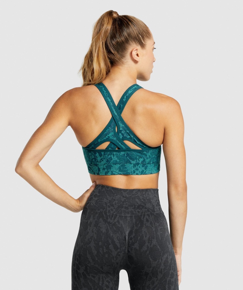 Gymshark Adapt Animal Sømløs Sports-bh Sommerfugl-blågrønn