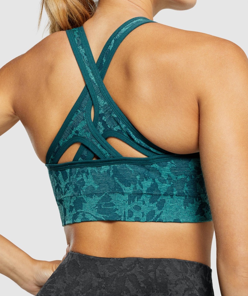 Gymshark Adapt Animal Sømløs Sports-bh Sommerfugl-blågrønn