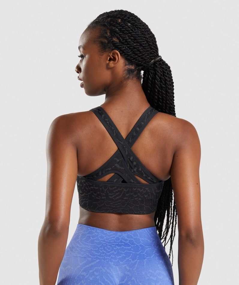 Gymshark Adapt Animal Sømløs Sports-bh Hybrid-svart