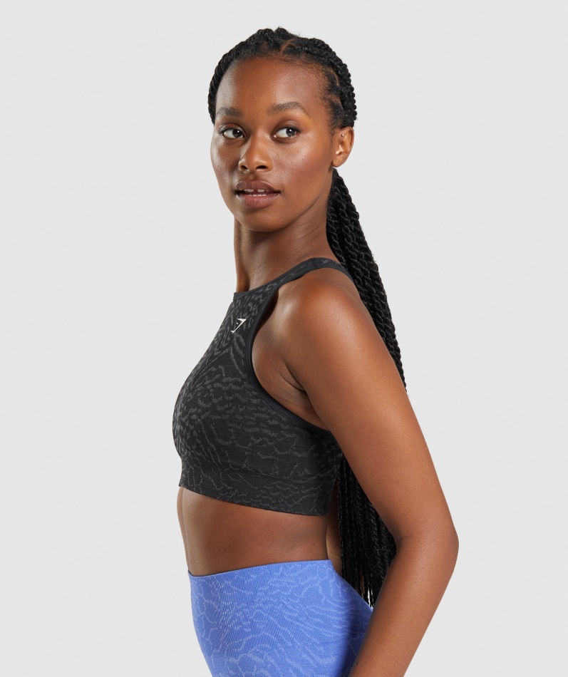 Gymshark Adapt Animal Sømløs Sports-bh Hybrid-svart