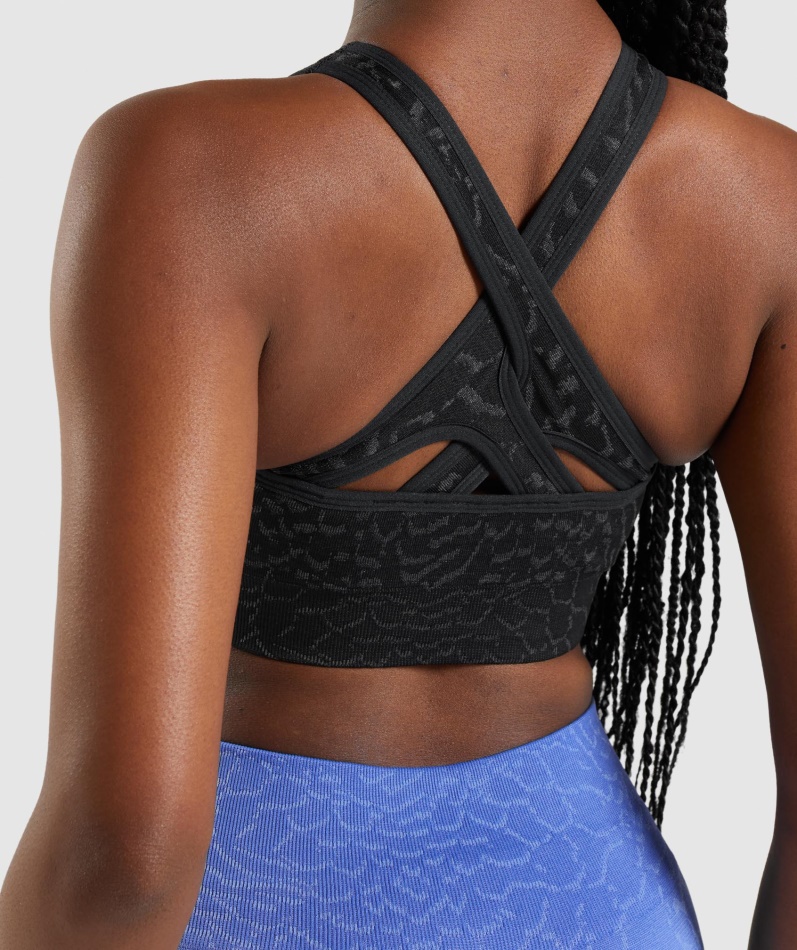 Gymshark Adapt Animal Sømløs Sports-bh Hybrid-svart
