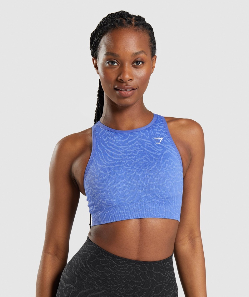 Gymshark Adapt Animal Sømløs Sports-BH Hybrid-court Blå