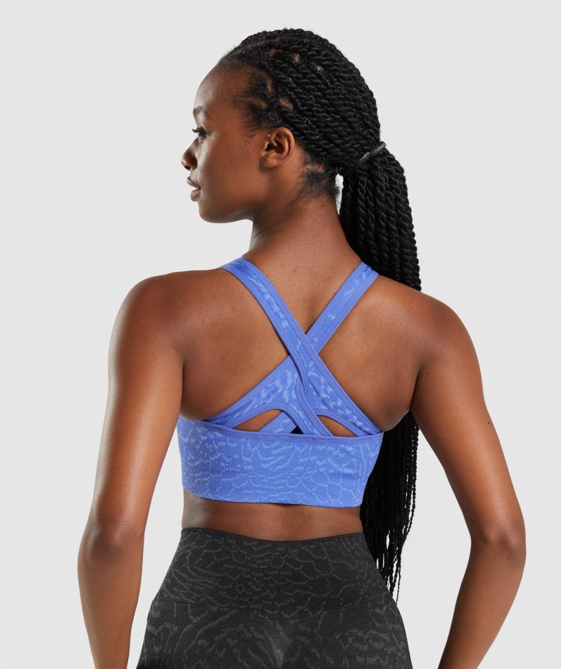 Gymshark Adapt Animal Sømløs Sports-BH Hybrid-court Blå