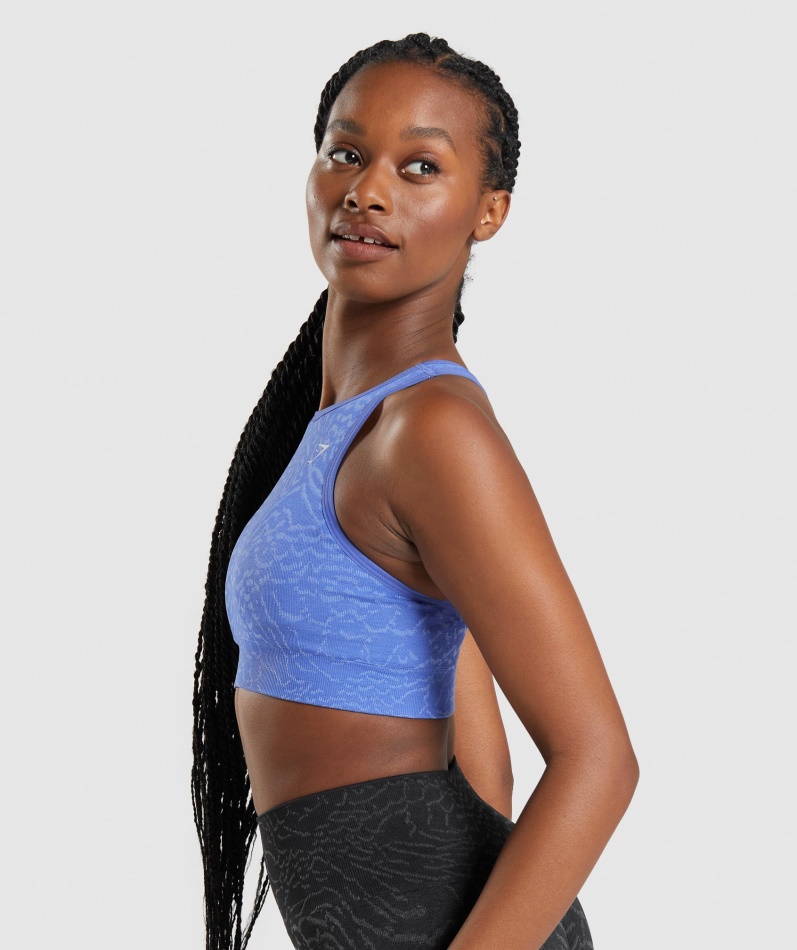 Gymshark Adapt Animal Sømløs Sports-BH Hybrid-court Blå
