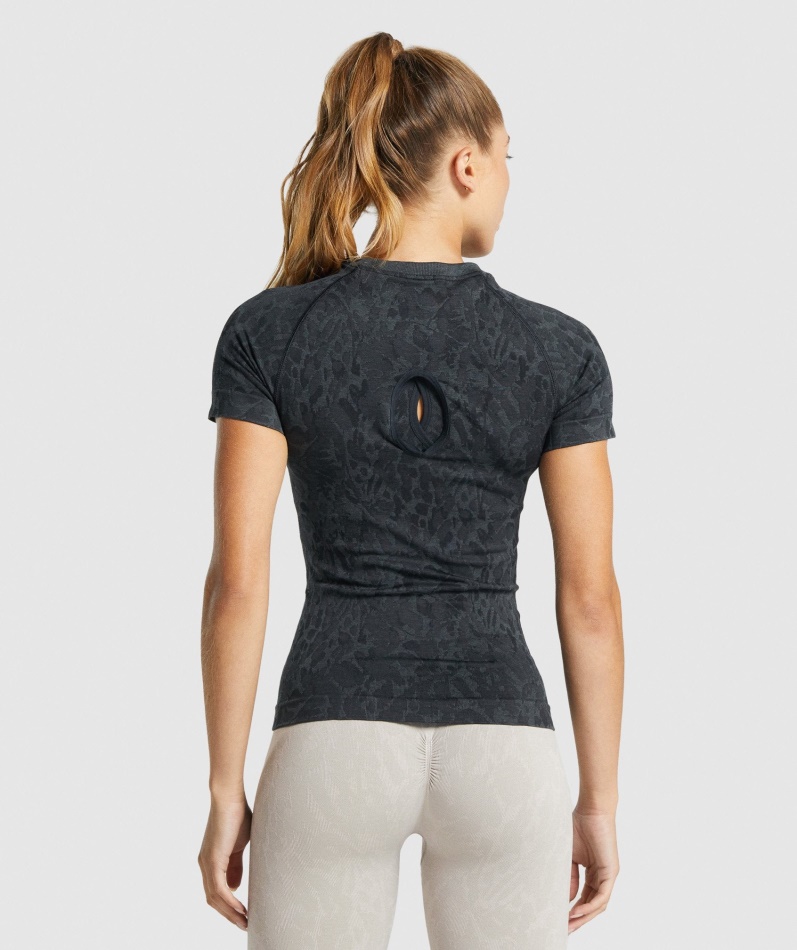 Gymshark Adapt Animal Sømløs T-skjorte Sommerfuglsvart