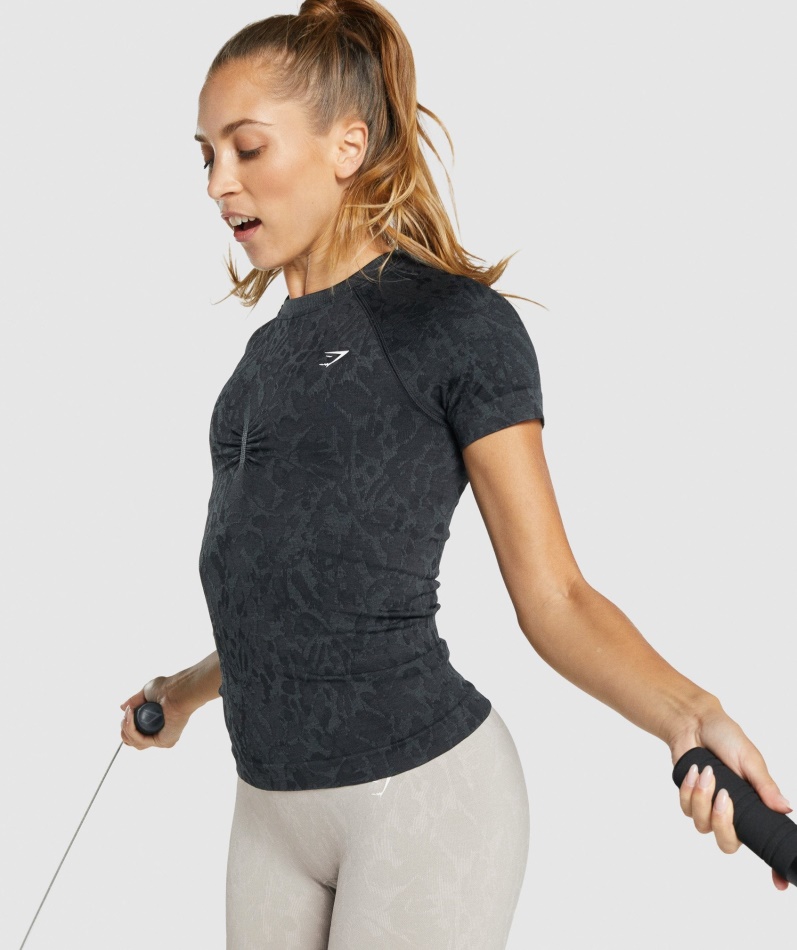 Gymshark Adapt Animal Sømløs T-skjorte Sommerfuglsvart