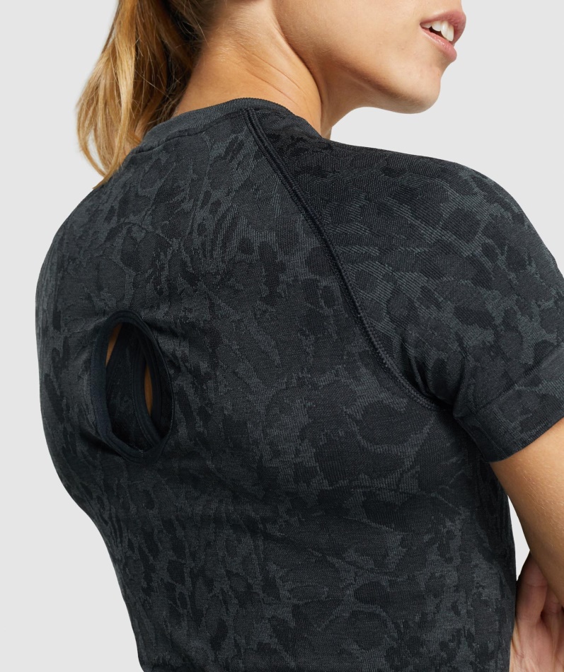 Gymshark Adapt Animal Sømløs T-skjorte Sommerfuglsvart