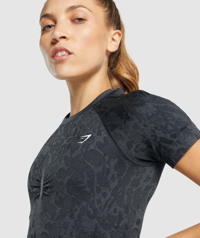 Gymshark Adapt Animal Sømløs T-skjorte Sommerfuglsvart