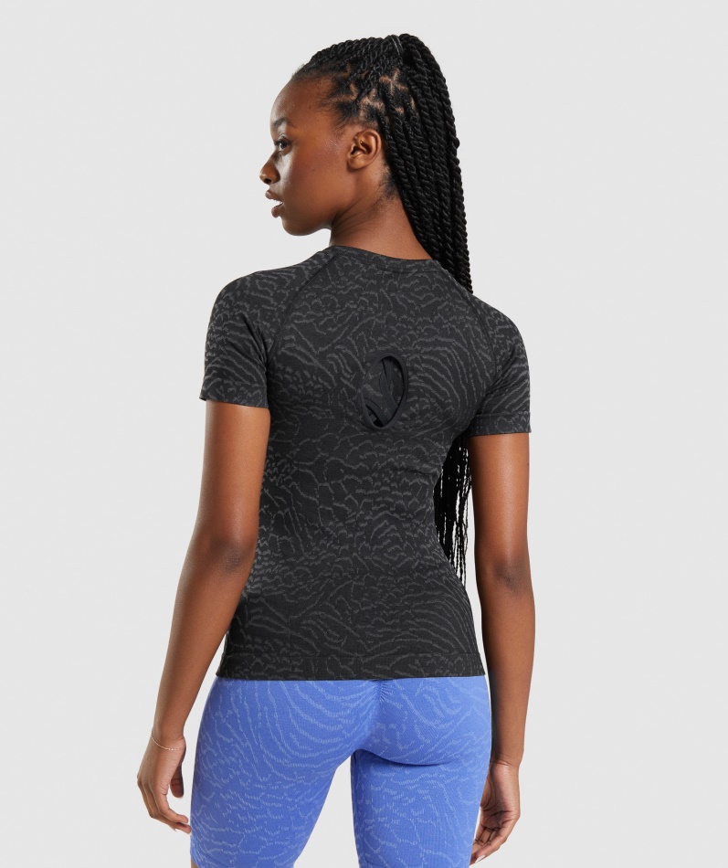 Gymshark Adapt Animal Sømløs T-skjorte Hybrid- Svart