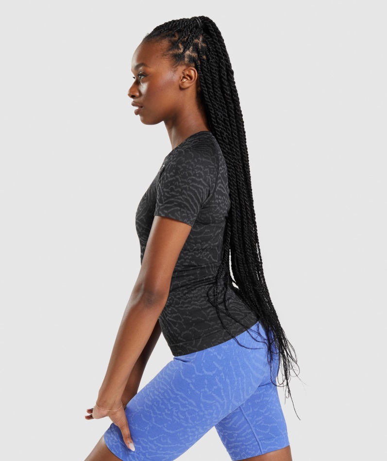 Gymshark Adapt Animal Sømløs T-skjorte Hybrid- Svart