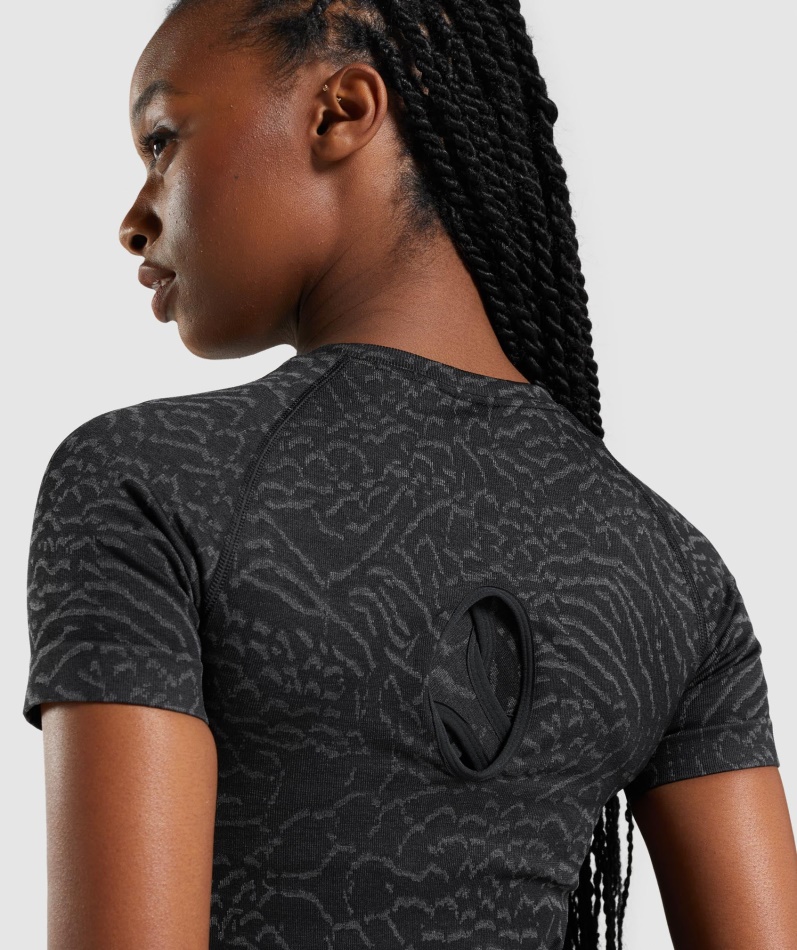 Gymshark Adapt Animal Sømløs T-skjorte Hybrid- Svart