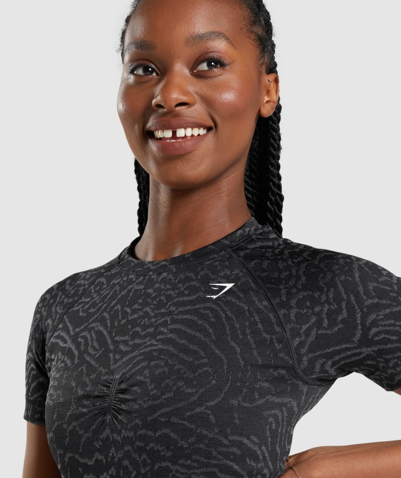 Gymshark Adapt Animal Sømløs T-skjorte Hybrid- Svart