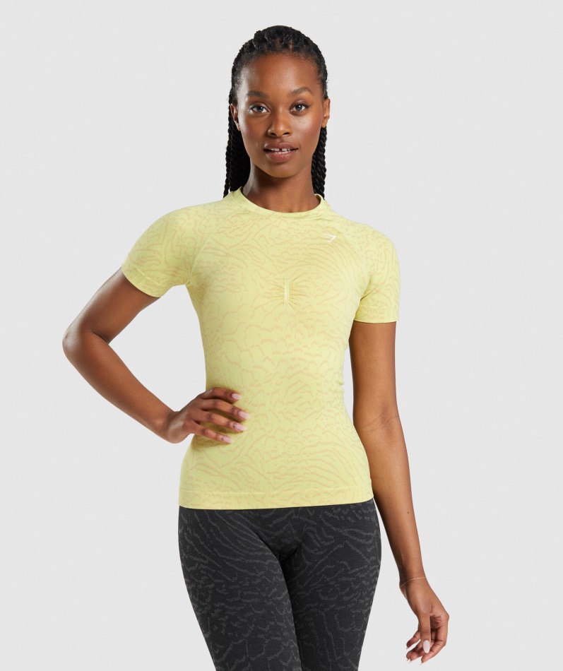 Gymshark Adapt Animal Sømløs T-skjorte Hybrid-firefly Gul