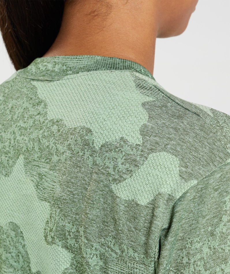 Gymshark Adapt Camo Sømløs Crop Top Lava-aloe Grønn-mose Oliven