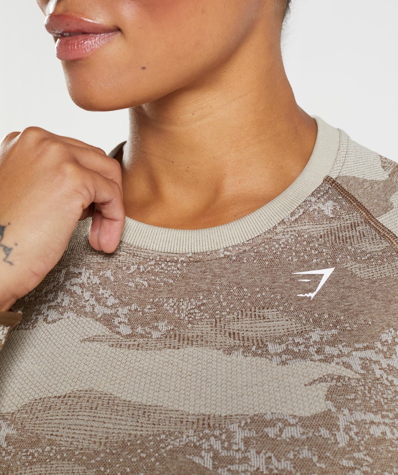 Gymshark Adapt Camo Sømløs Snøring Bak Toppen Lava-småstein Grå-soul Brun