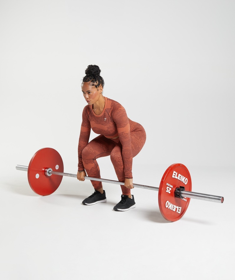 Gymshark Adapt Camo Sømløs Snøring Rygg Topp Lava-storm Rød-kirsebærbrun