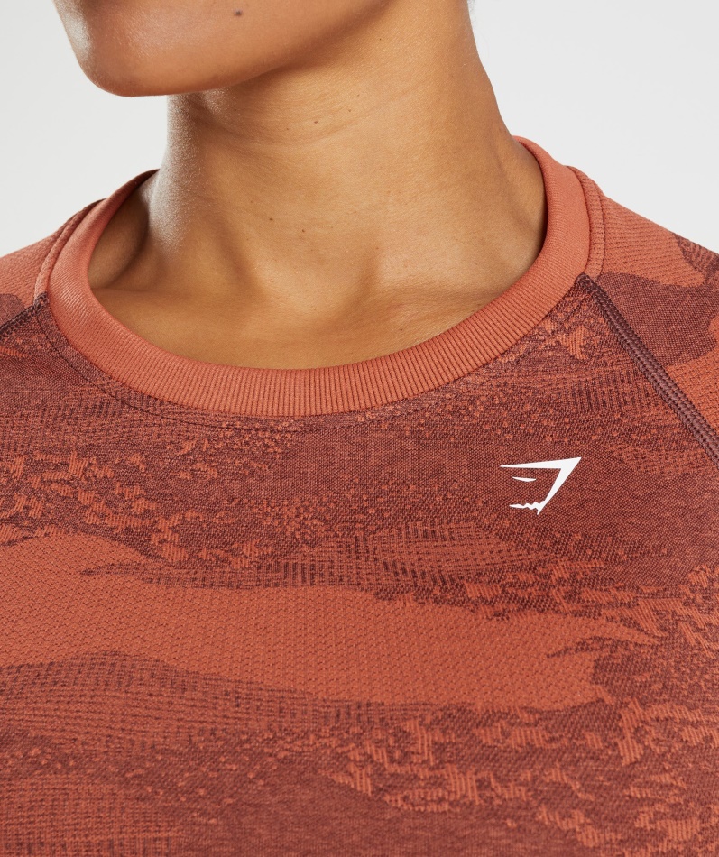 Gymshark Adapt Camo Sømløs Snøring Rygg Topp Lava-storm Rød-kirsebærbrun