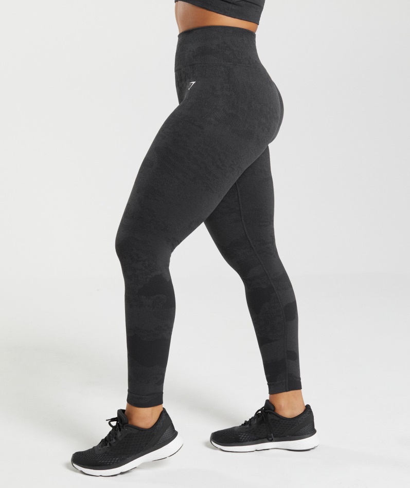 Gymshark Adapt Camo Sømløse Leggings Lava-svart-onyx Grå