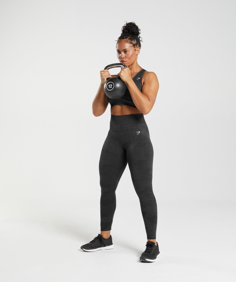 Gymshark Adapt Camo Sømløse Leggings Lava-svart-onyx Grå